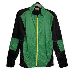 Saucony Mens Vizipro Running Jacket Green Black Full Zip Reflective Medium 80909